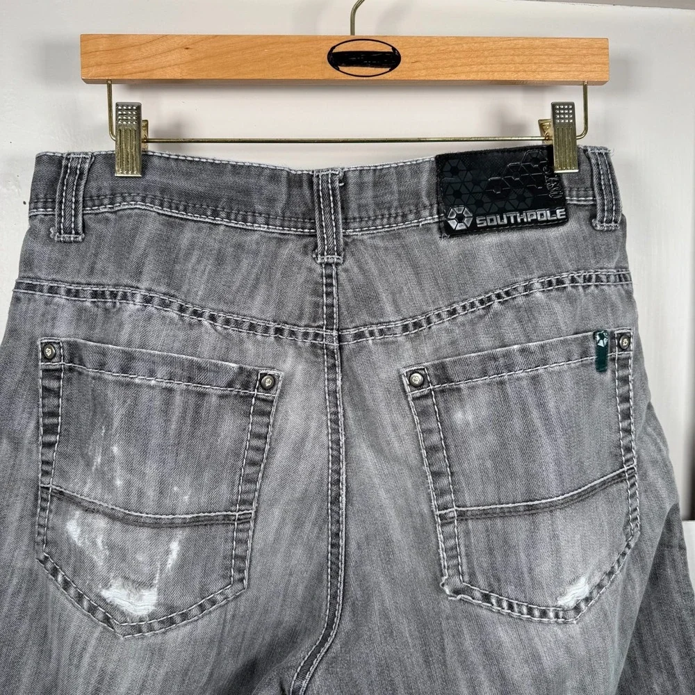 Southpole 5180 Baggy Shorts Men's Gray‎ Denim Mid-Rise Pockets Classic - 32 Y2K